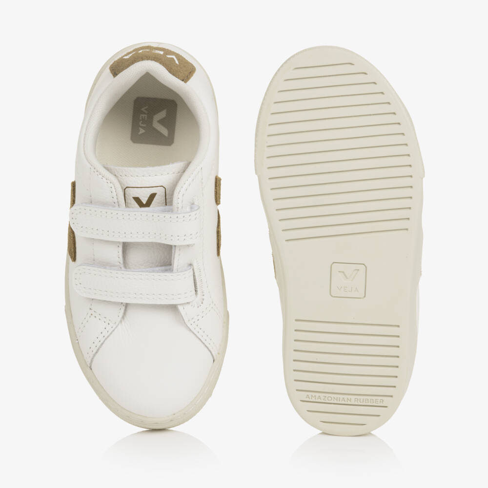 VEJA-White Esplar Leather Velcro Trainers | Childrensalon