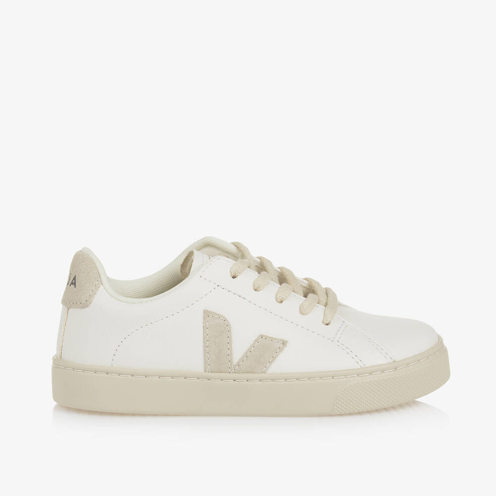 VEJA-حذاء رياضي Esplar جلد لون رمادي وأبيض | Childrensalon