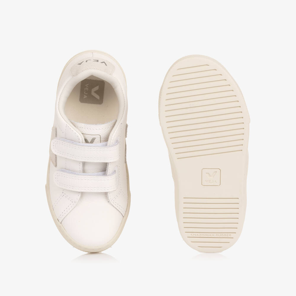VEJA-White Leather Esplar Velcro Trainers | Childrensalon
