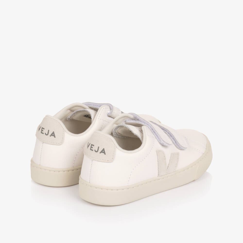 VEJA-White Leather Esplar Velcro Trainers | Childrensalon