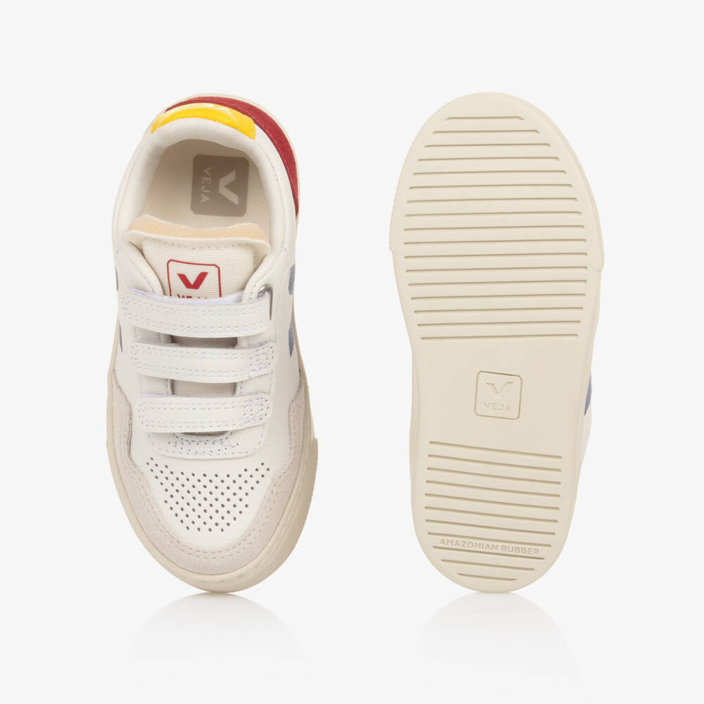 VEJA-White Small V-90 Leather Velcro Trainers | Childrensalon