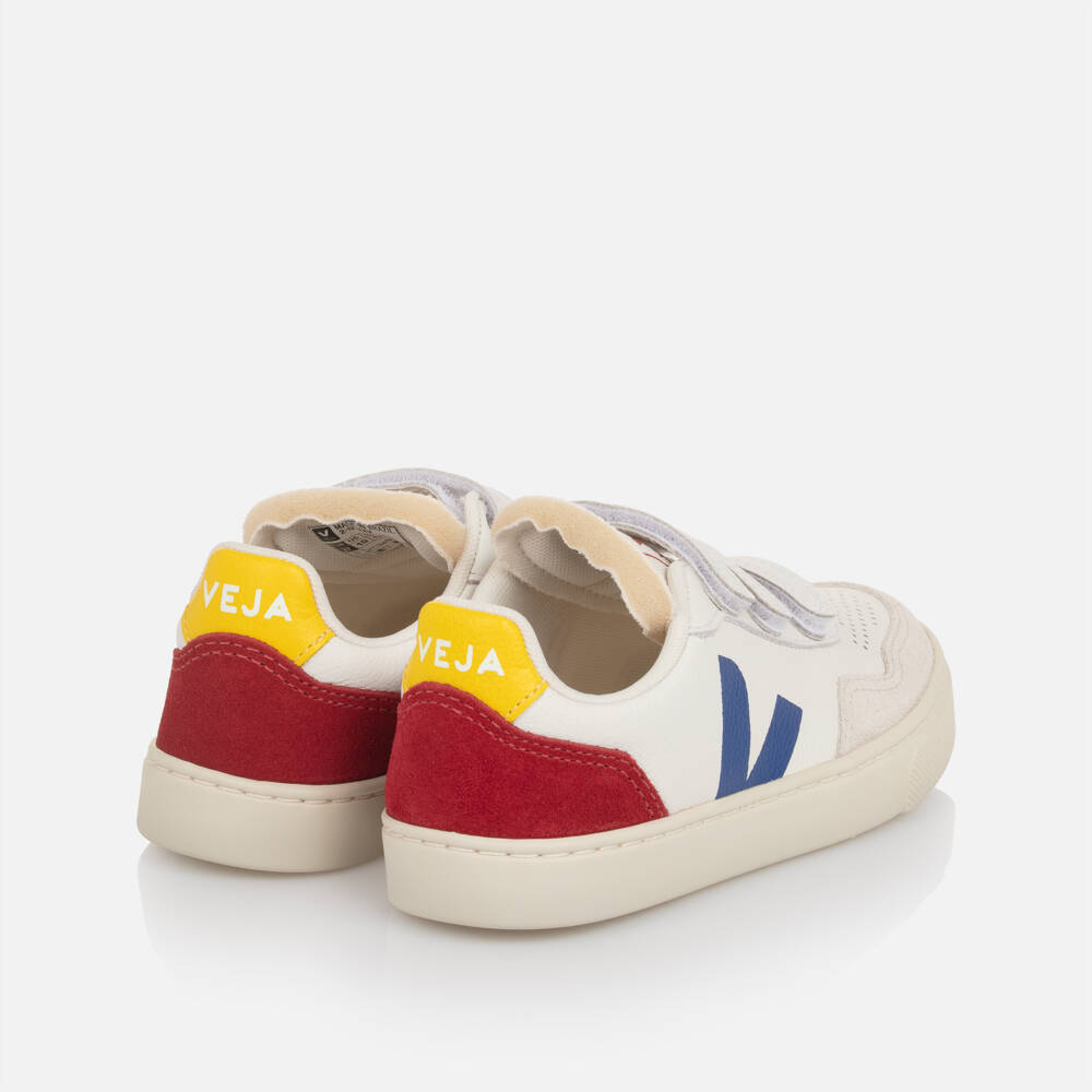 VEJA-White Small V-90 Leather Velcro Trainers | Childrensalon