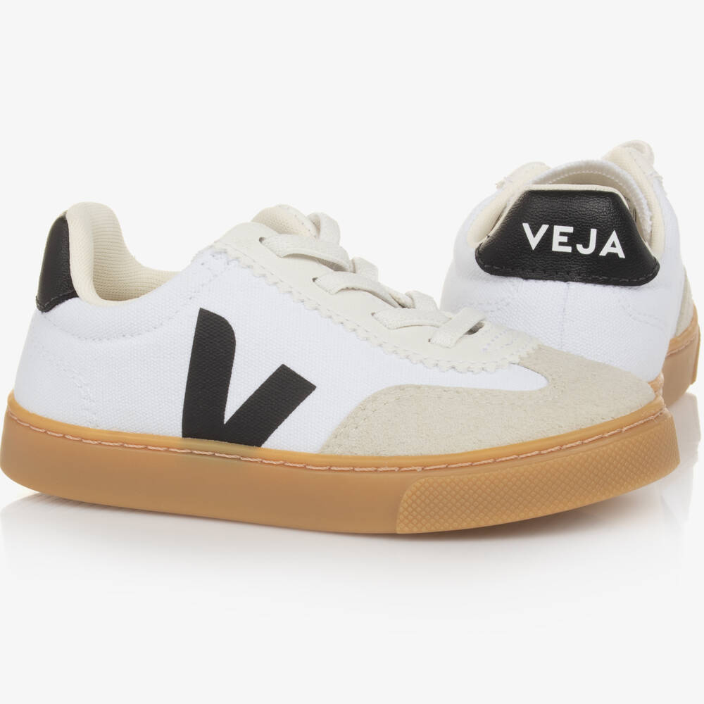 VEJA-Белые кроссовки-слипоны Volley из парусины | Childrensalon