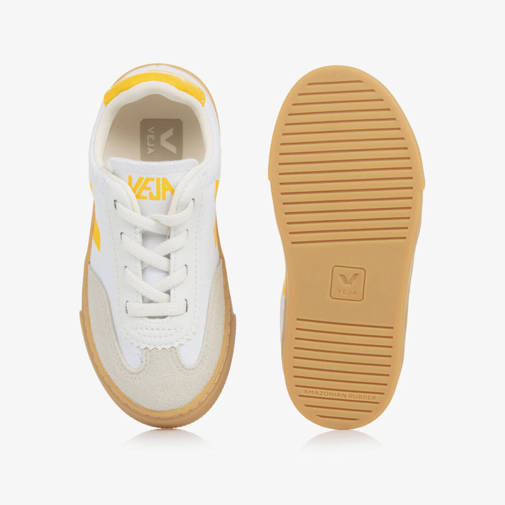 VEJA-White & Yellow Volley Canvas Slip-On Trainers | Childrensalon
