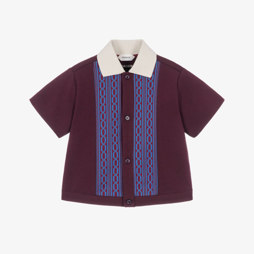 Versace-Baby Boys Burgundy Milano Jersey Shirt | Childrensalon