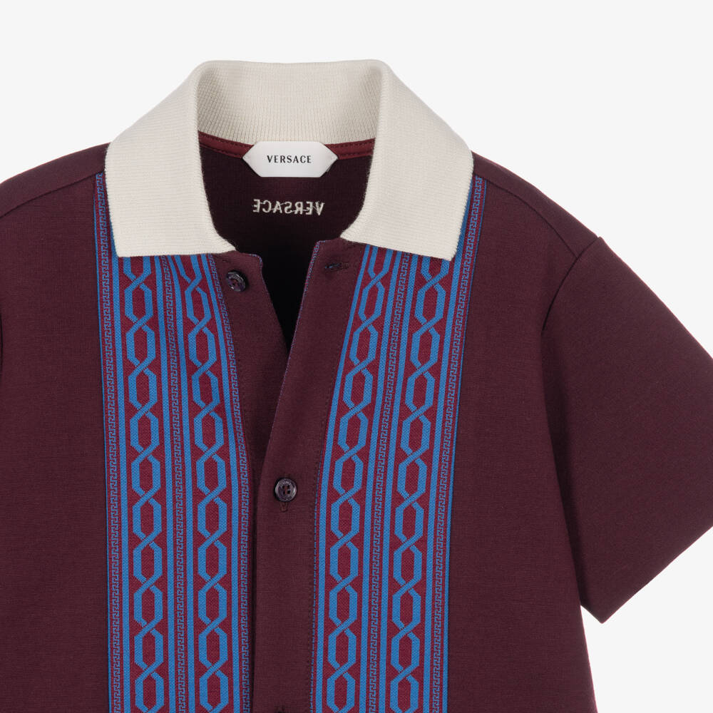 Versace-Baby Boys Burgundy Milano Jersey Shirt | Childrensalon