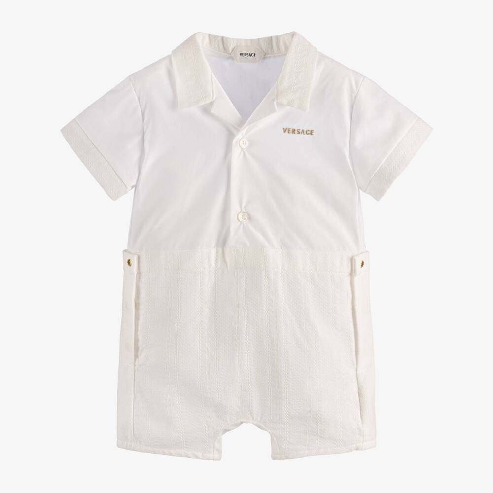 Versace-Baby Boys White Cotton Shortie | Childrensalon