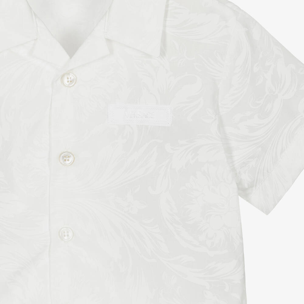 Versace-Baby Boys White Cotton Shorts Set with Barocco Pattern | Childrensalon
