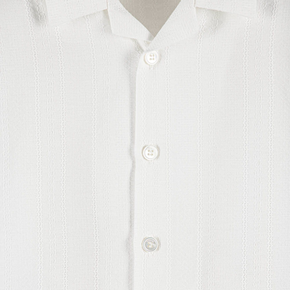 Versace-Baby Boys White Micro Greca Cotton Shirt | Childrensalon