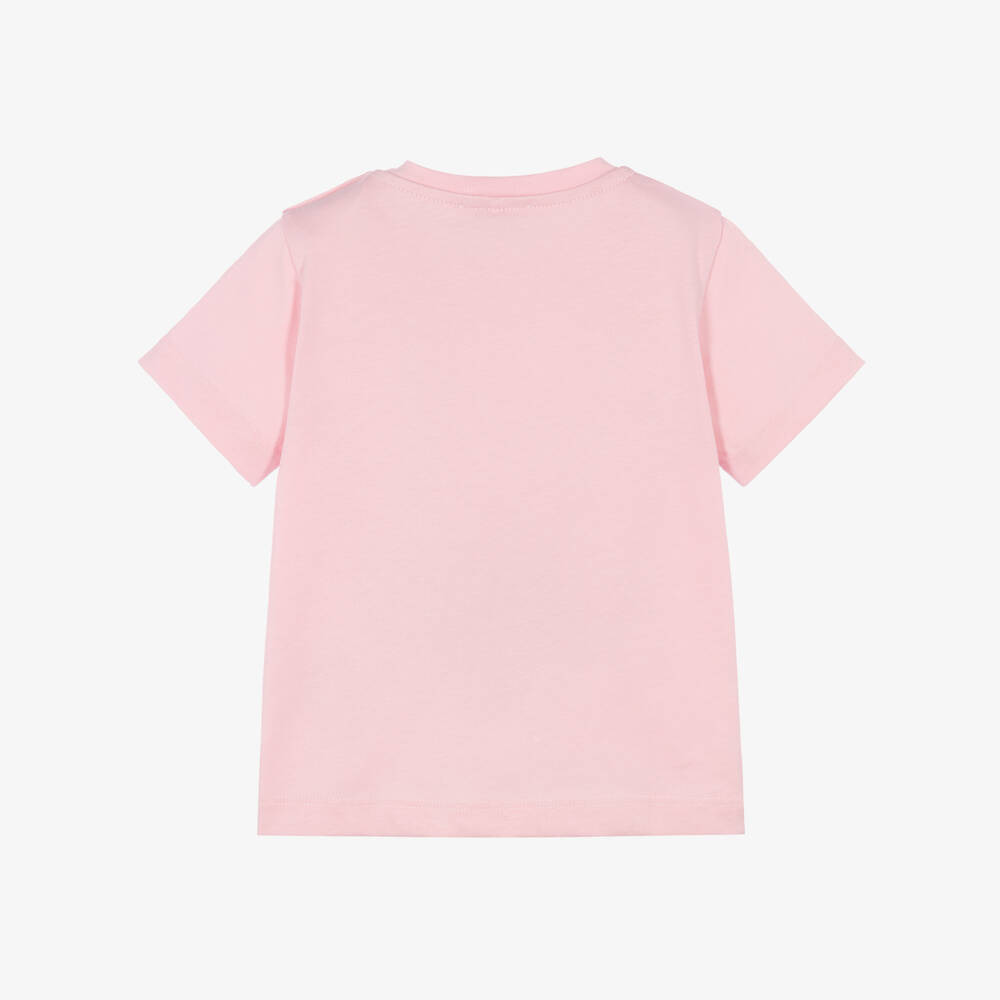 Versace-Baby Girls Light Pink Cotton Varsity Print T-Shirt | Childrensalon