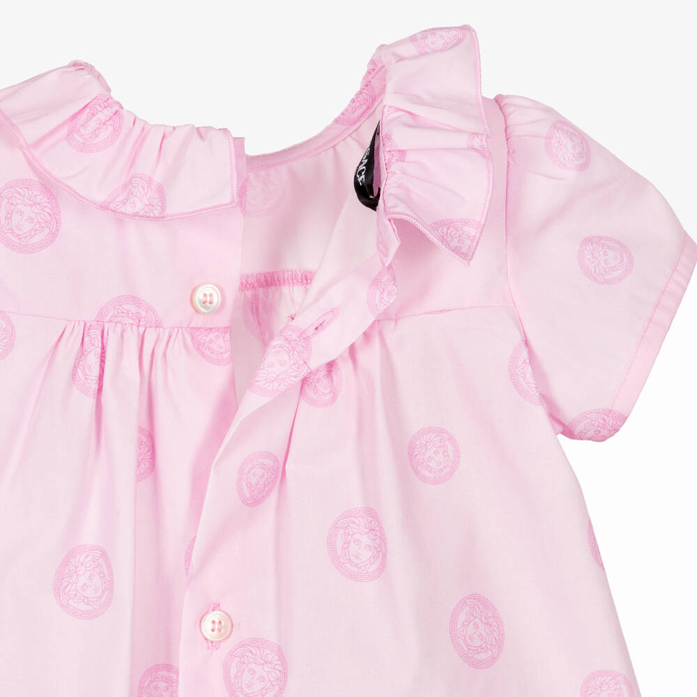 Versace-Baby Girls Pink Cotton Medusa Shorts Set | Childrensalon