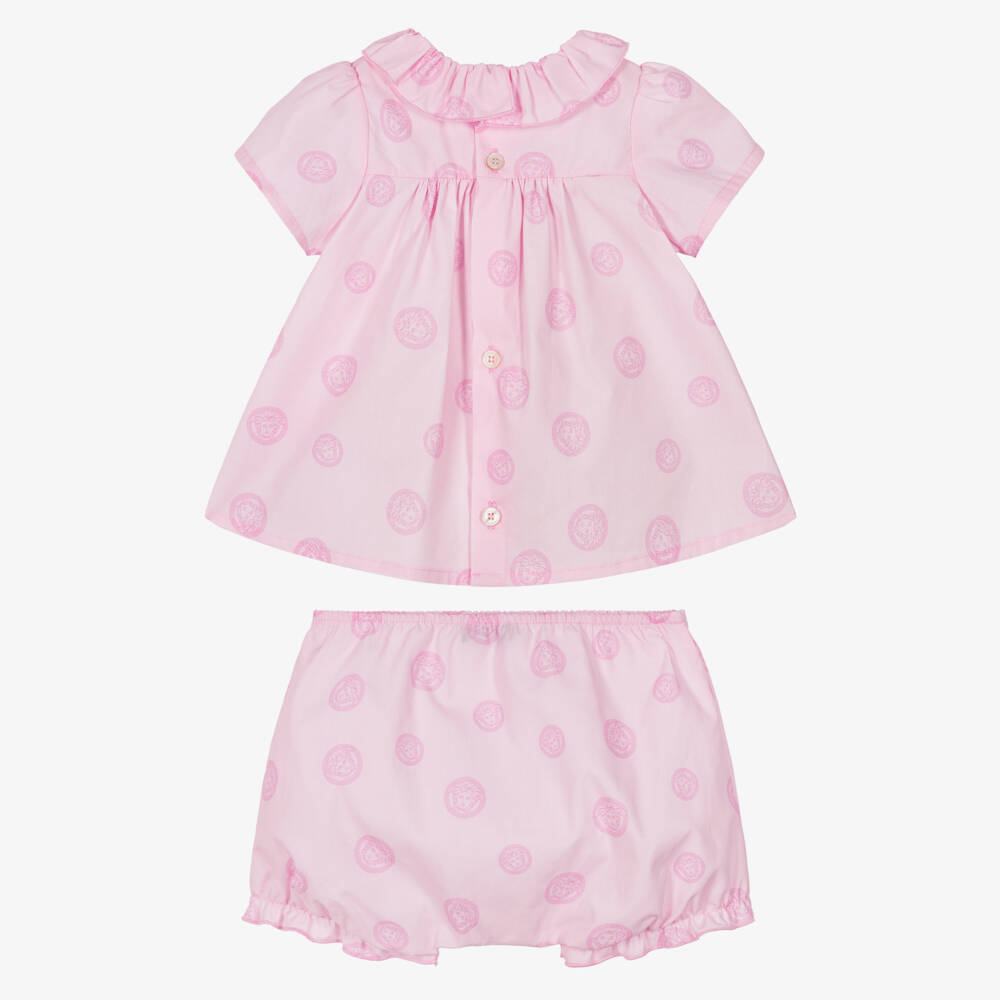 Versace-Baby Girls Pink Cotton Medusa Shorts Set | Childrensalon