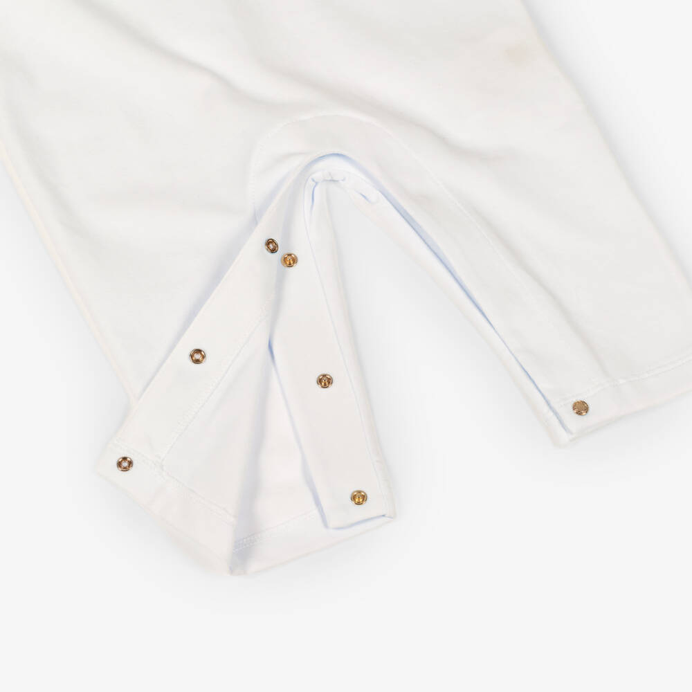 Versace-Подарочный комплект с комбинезоном бело-голубой хлопковый Медуза для малышей | Childrensalon