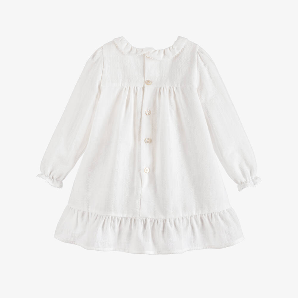Versace-Baby Girls White Micro Greca Cotton Dress | Childrensalon