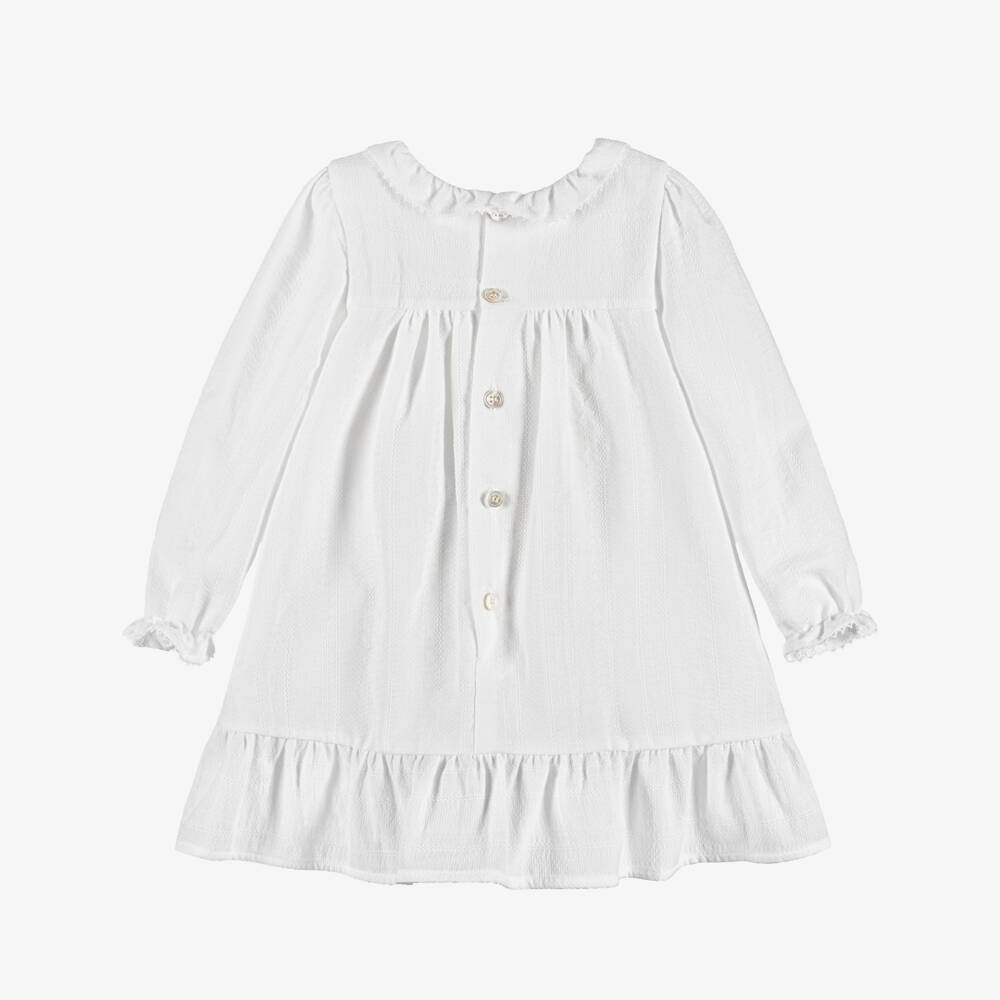 Versace-Baby Girls White Micro Greca Cotton Dress | Childrensalon
