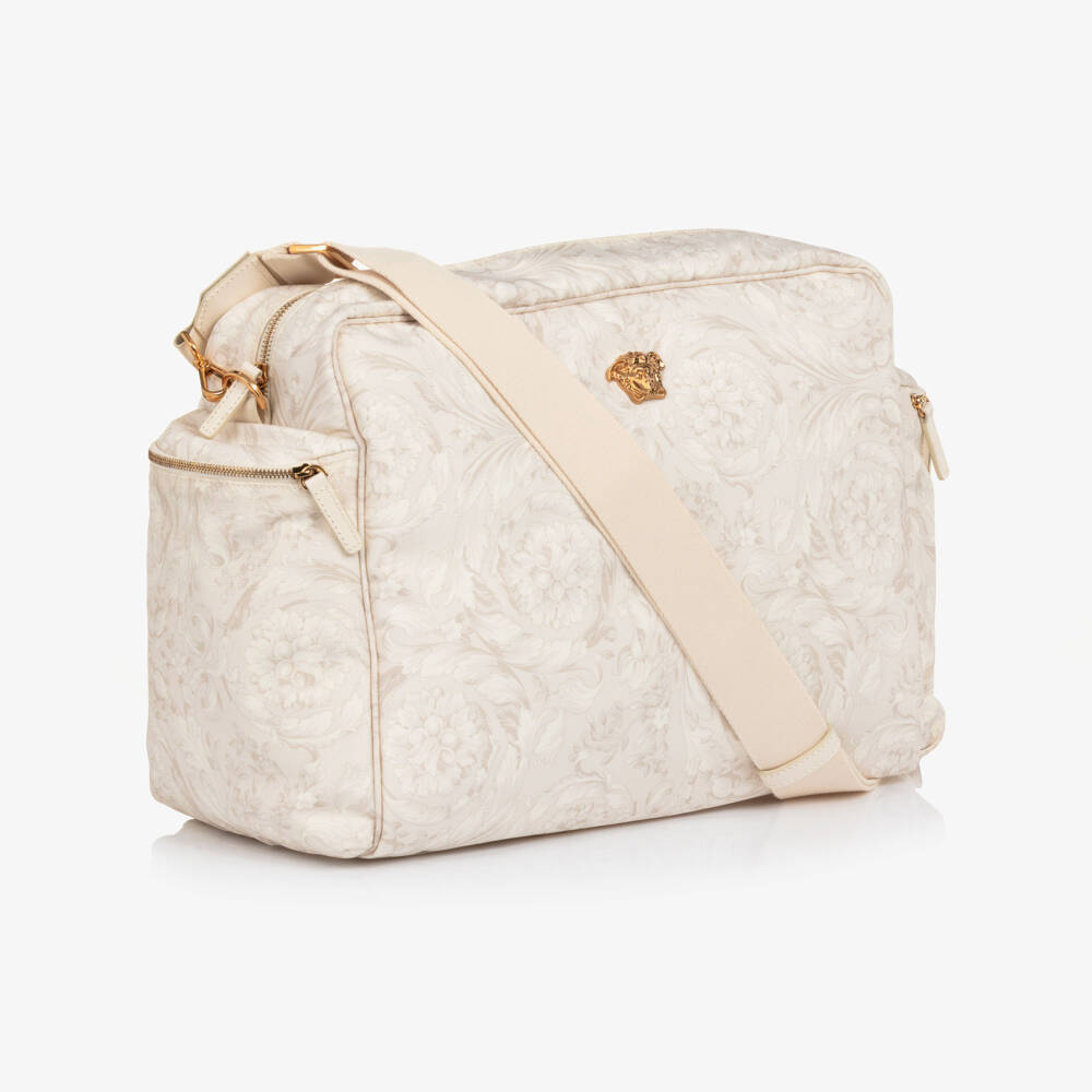 Versace-Пеленальная сумка бежевая с принтом Barocco (44см) | Childrensalon