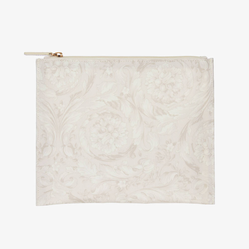 Versace-Пеленальная сумка бежевая с принтом Barocco (44см) | Childrensalon