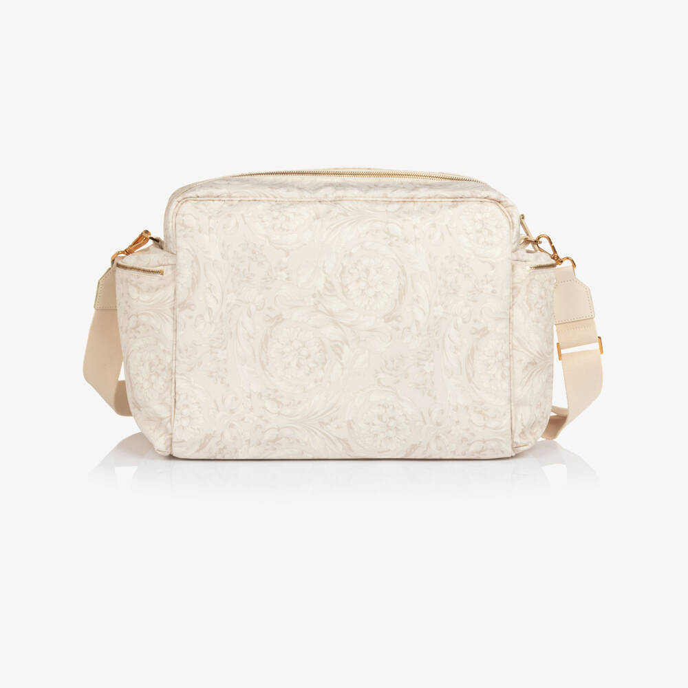 Versace-Пеленальная сумка бежевая с принтом Barocco (44см) | Childrensalon