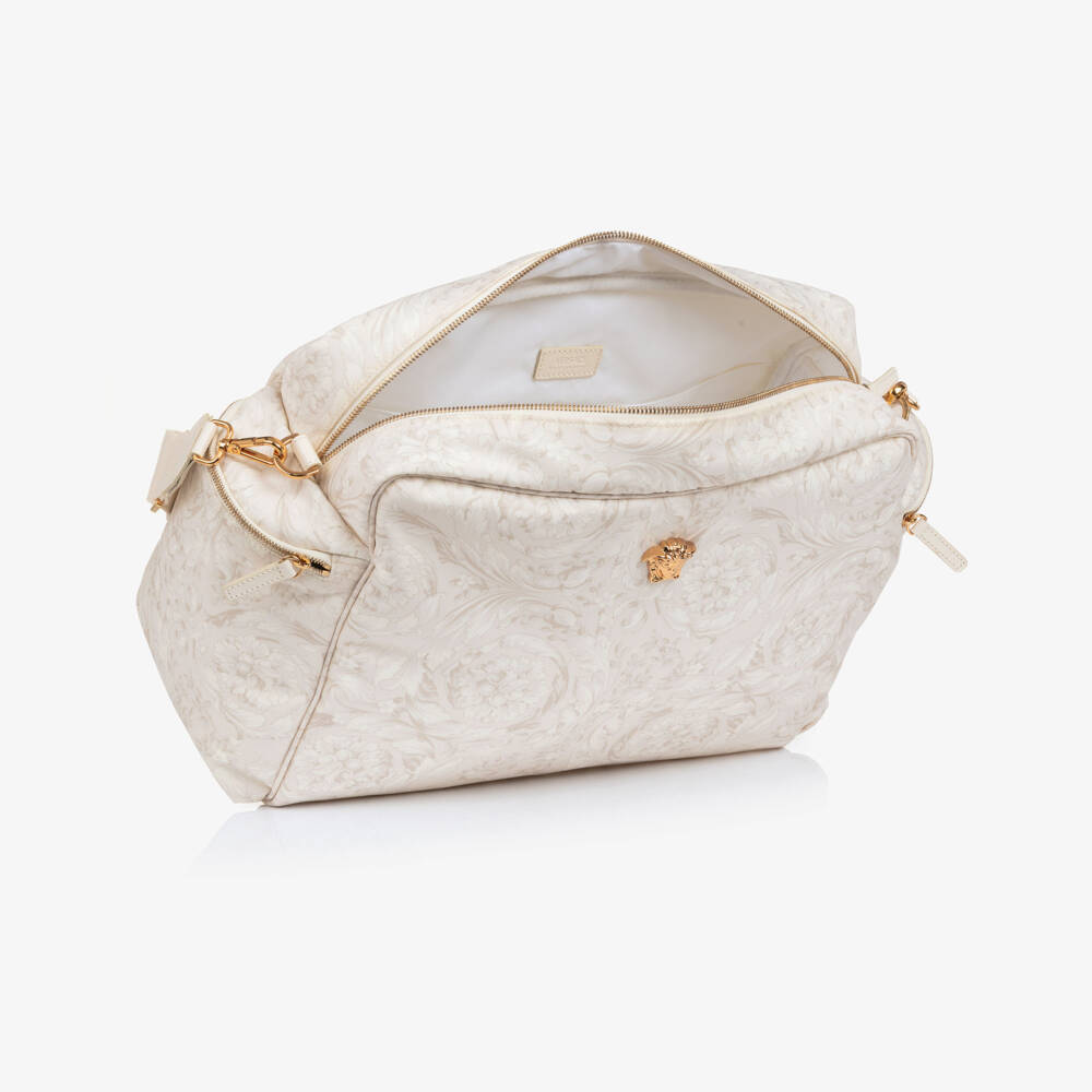 Versace-Пеленальная сумка бежевая с принтом Barocco (44см) | Childrensalon