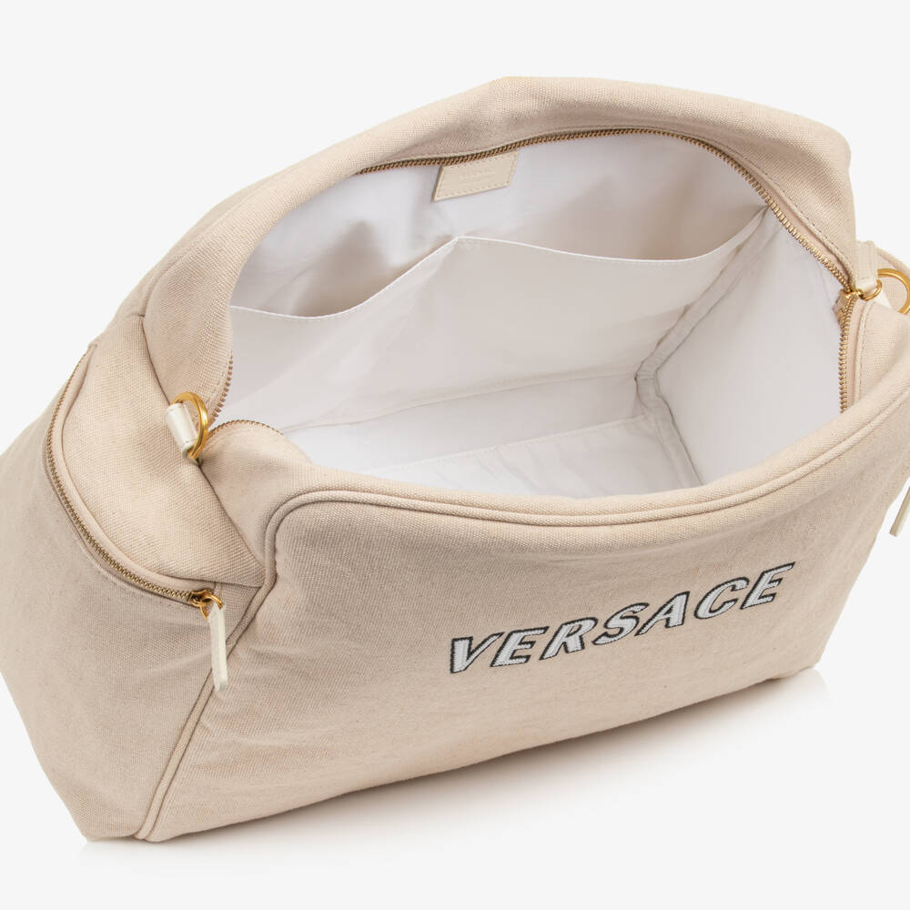 Versace-Beige Cotton Canvas Changing Bag (42cm) | Childrensalon