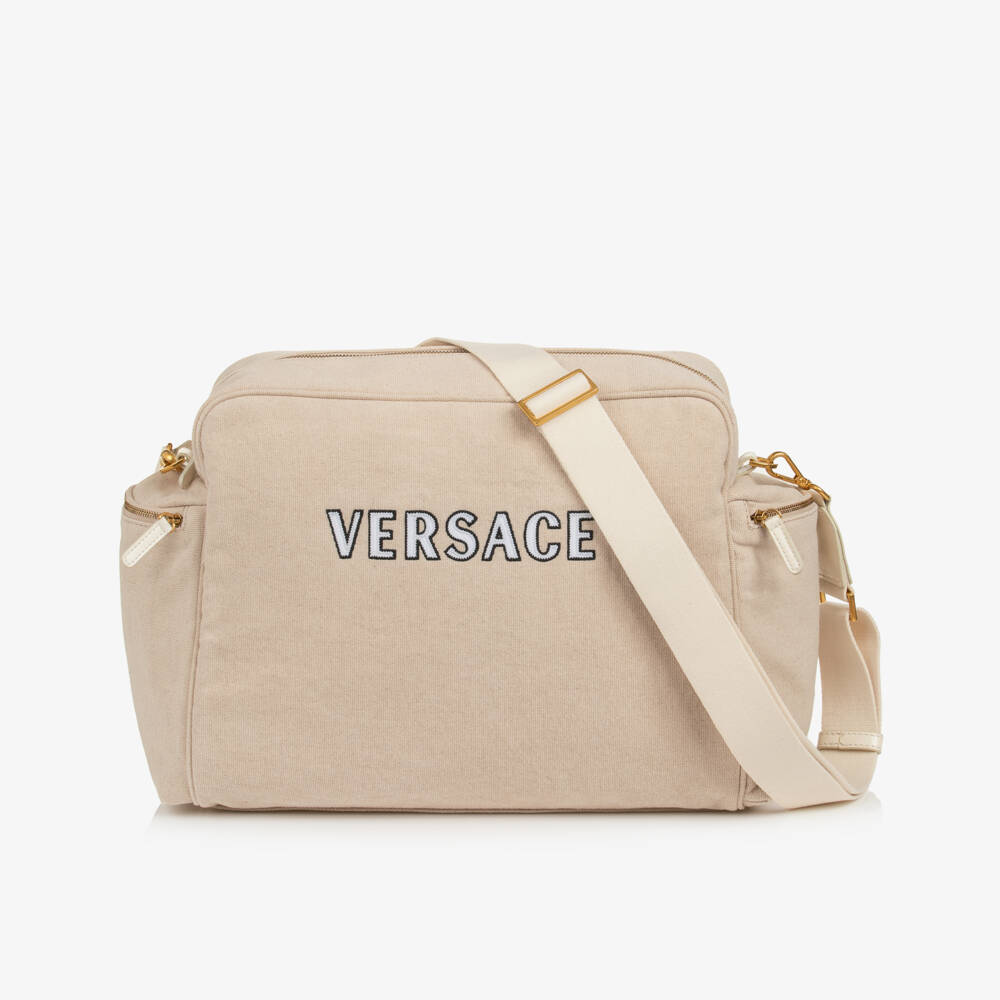 Versace-Beige Cotton Canvas Changing Bag (42cm) | Childrensalon