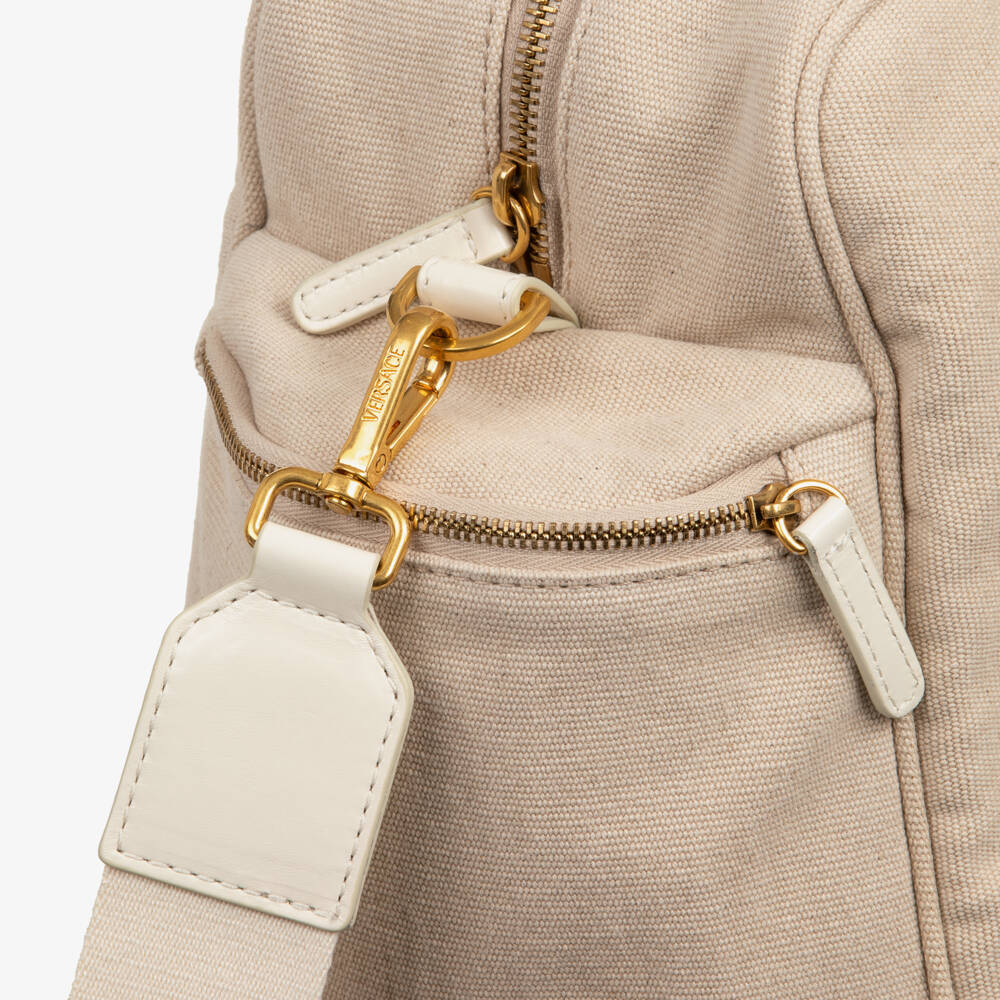 Versace-Beige Cotton Canvas Changing Bag (42cm) | Childrensalon