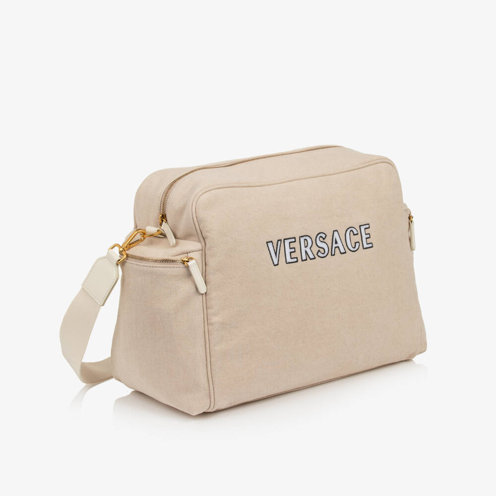 Versace-Beige Cotton Canvas Changing Bag (42cm) | Childrensalon