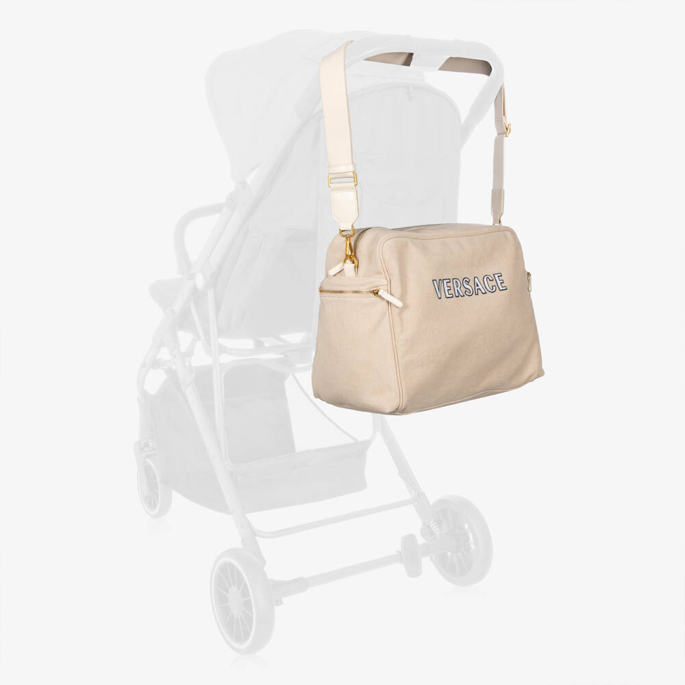 Versace-Beige Cotton Canvas Changing Bag (42cm) | Childrensalon