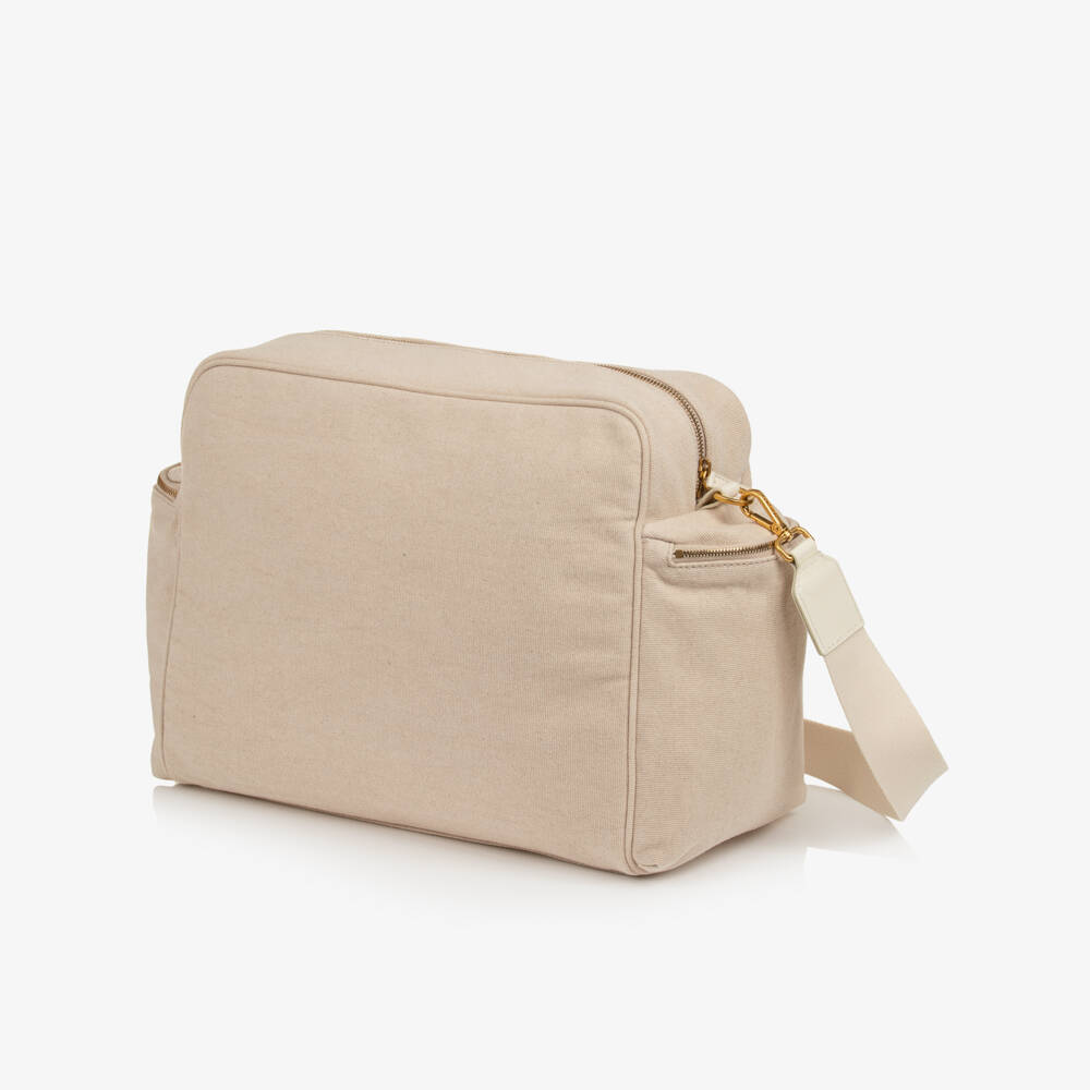 Versace-Beige Cotton Canvas Changing Bag (42cm) | Childrensalon