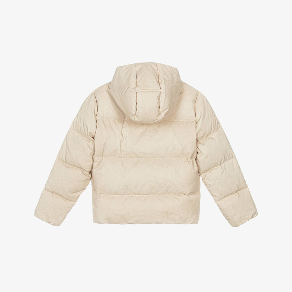 Versace-Beige Down Padded Whisper Barocco Puffer Jacket | Childrensalon