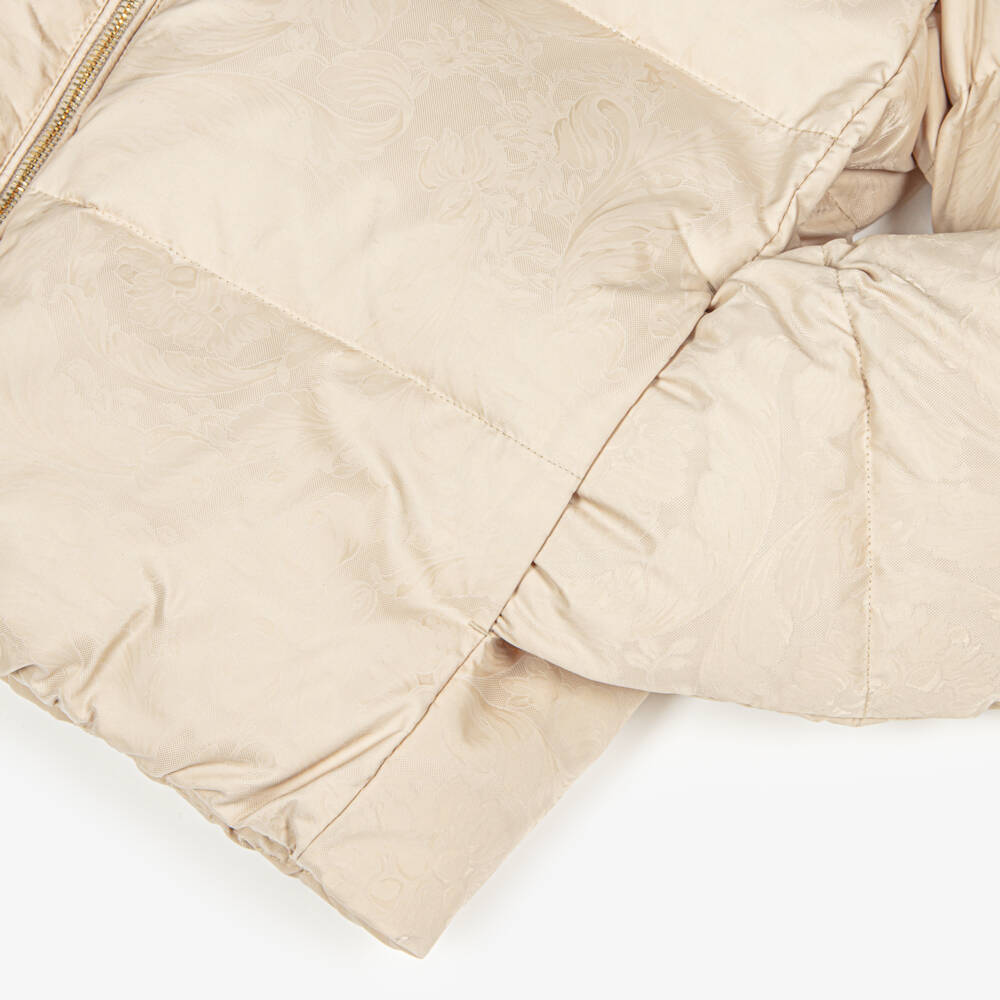 Versace-Beige Down Padded Whisper Barocco Puffer Jacket | Childrensalon