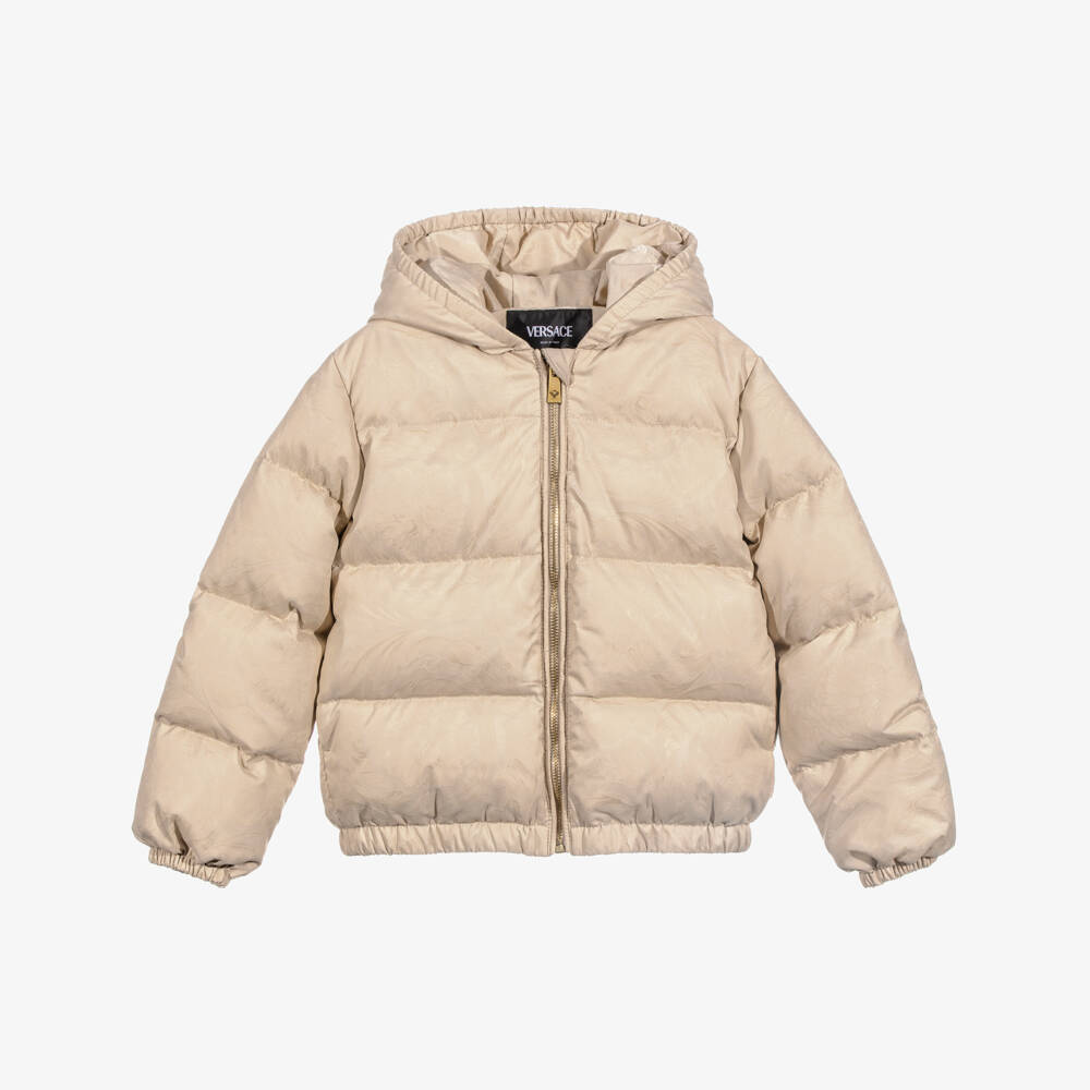 Versace-Пуховая куртка бежевая Whisper Barocco | Childrensalon