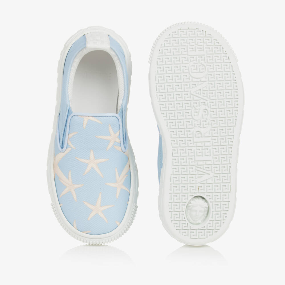 Versace-Blue Stella Marina Print Slip-On Trainers | Childrensalon