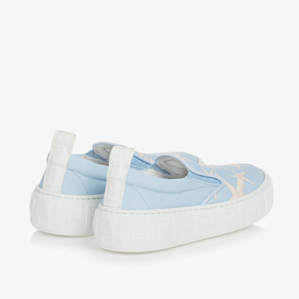 Versace-Blue Stella Marina Print Slip-On Trainers | Childrensalon