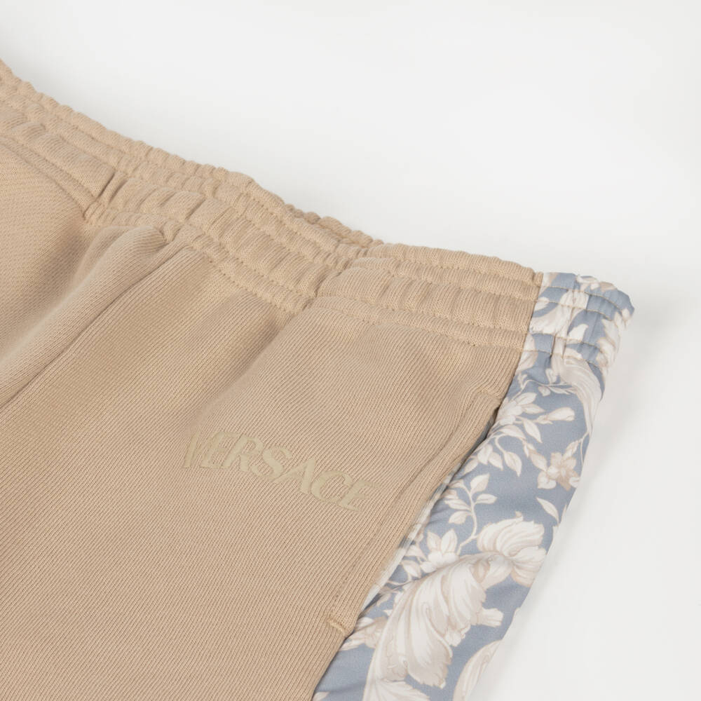 Versace-Boys Beige Cotton Barocco Joggers | Childrensalon