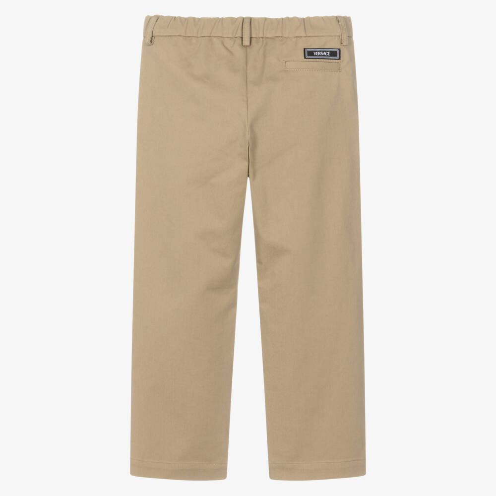 Versace-Boys Beige Cotton Chino Trousers | Childrensalon
