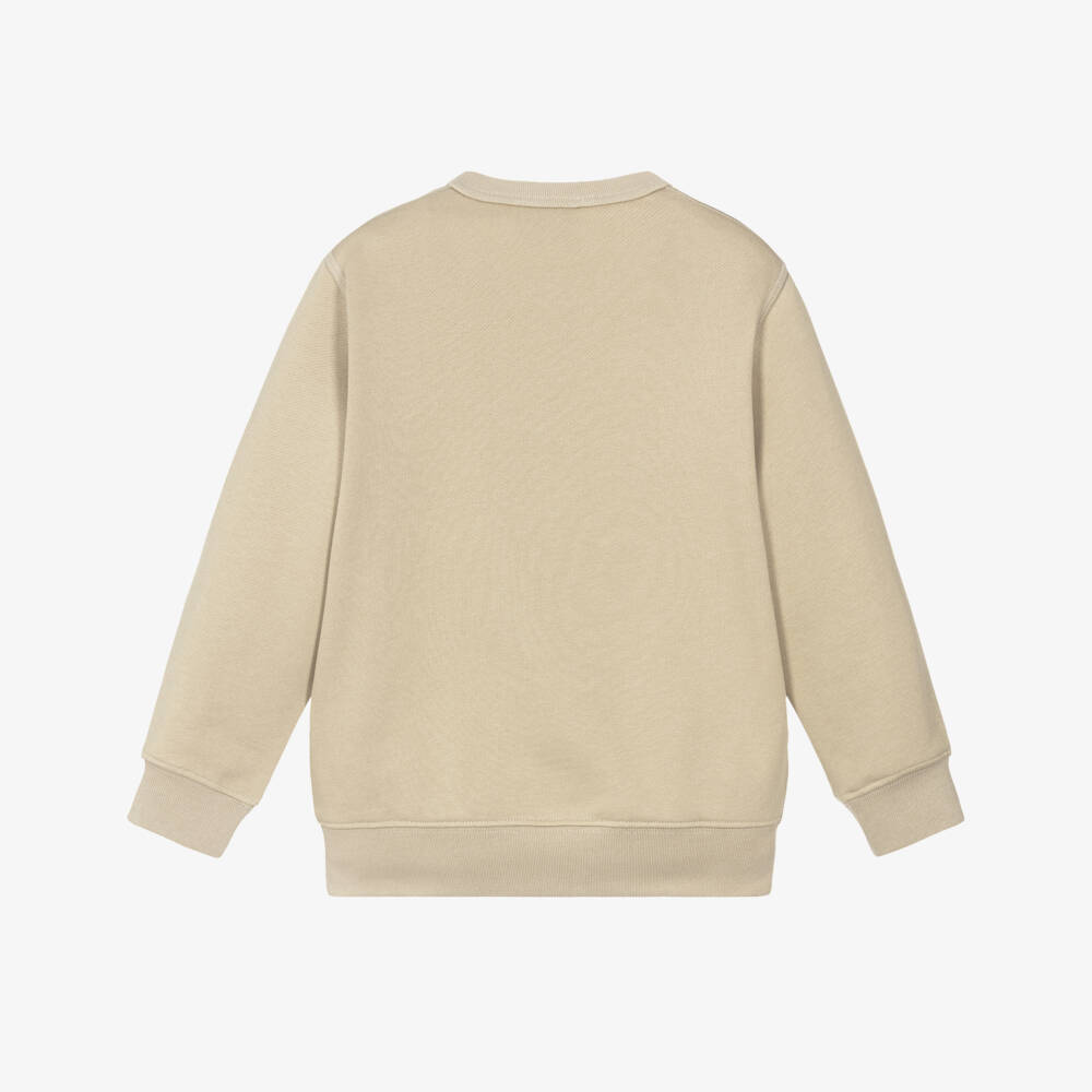 Versace-Boys Beige Cotton Sweatshirt with Embroidered Medusa Logo | Childrensalon