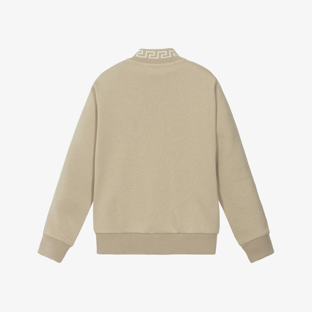 Versace-توب بسحاب بطبعة ميدوسا لون بيج للأولاد | Childrensalon