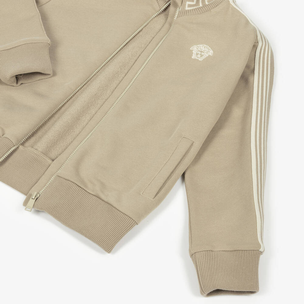 Versace-توب بسحاب بطبعة ميدوسا لون بيج للأولاد | Childrensalon