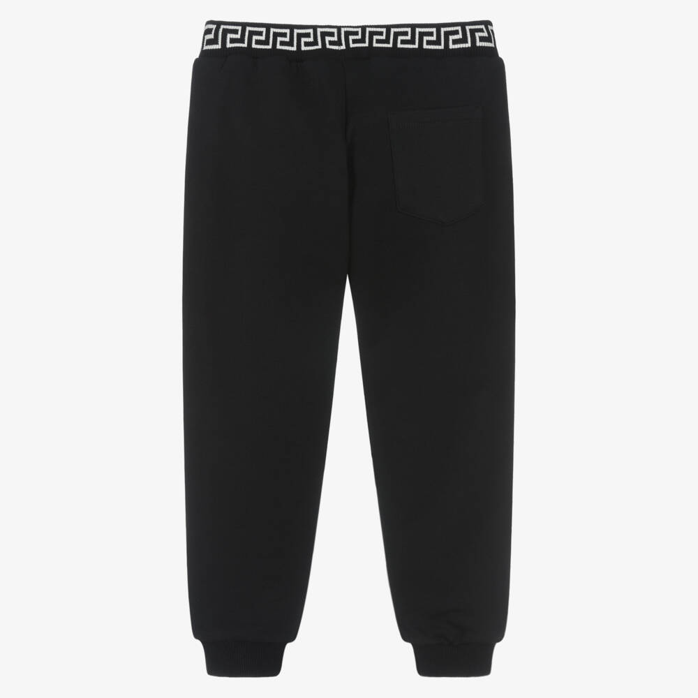 Versace-بنطلون رياضي قطن لون أسود للأولاد | Childrensalon