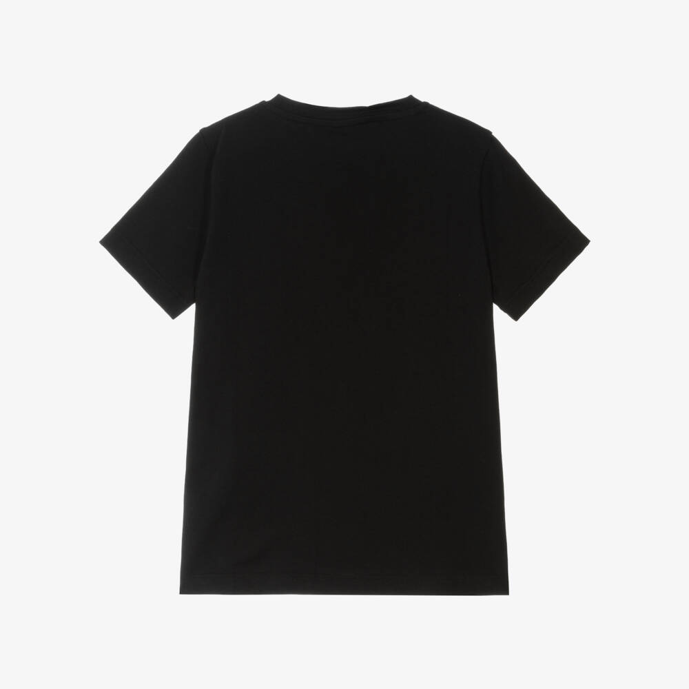 Versace-تيشيرت بشعار دبوس أمان قطن لون أسود للأولاد | Childrensalon