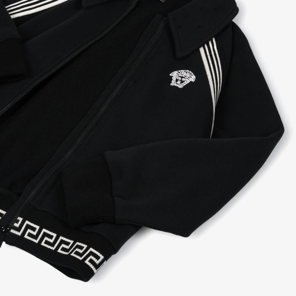 Versace-توب بسحاب بطبعة ميدوسا قطن لون أسود للأولاد | Childrensalon