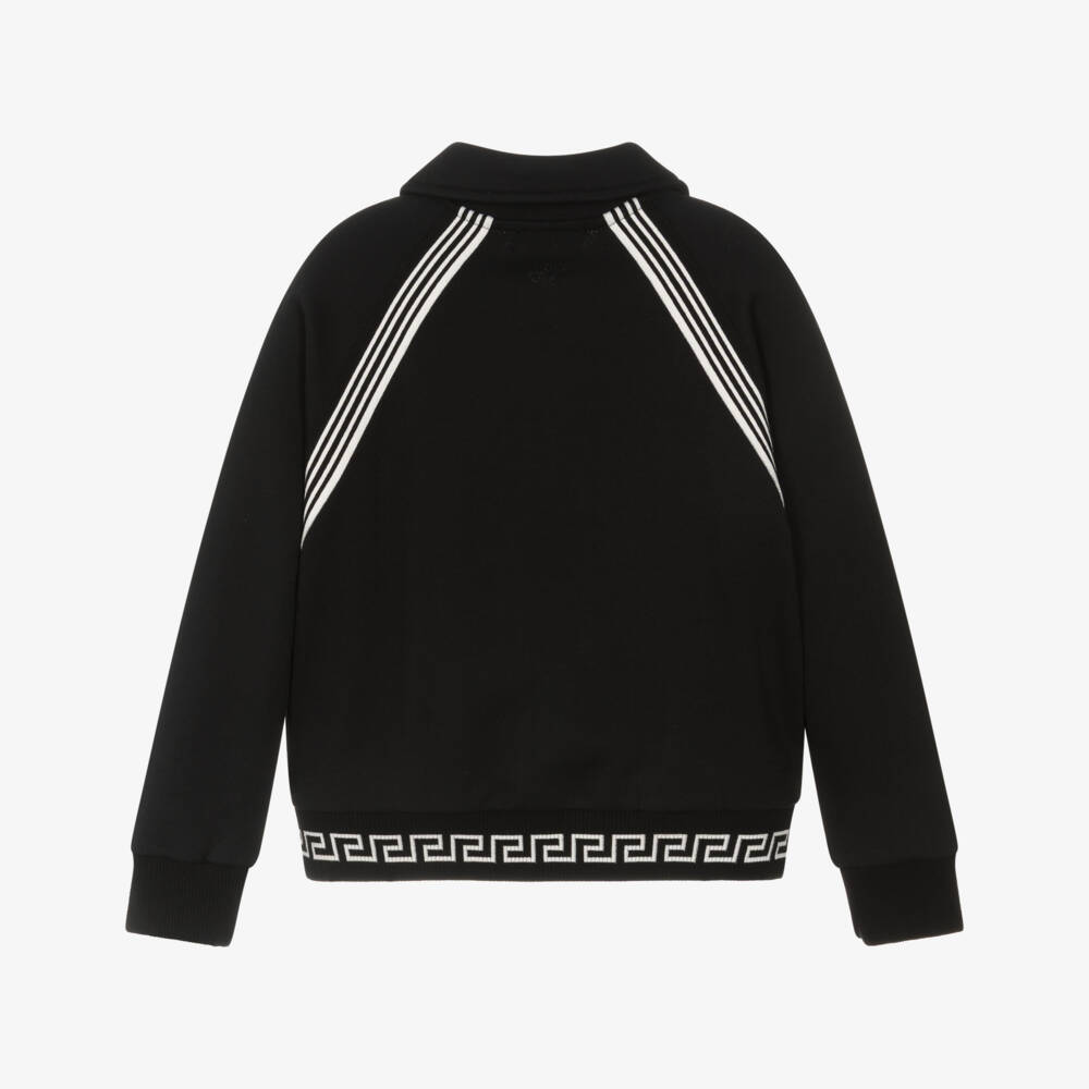 Versace-توب بسحاب بطبعة ميدوسا قطن لون أسود للأولاد | Childrensalon