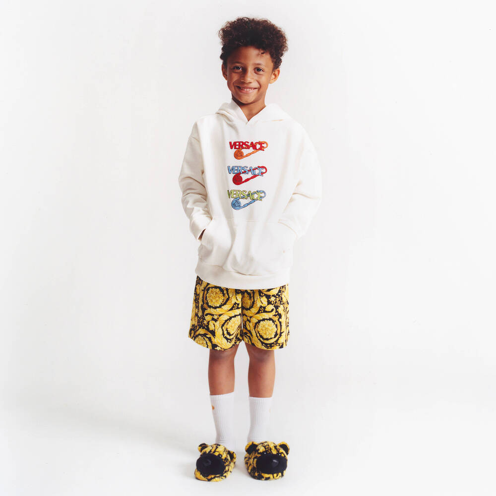 Versace-Черно-золотистые шорты Barocco для мальчиков | Childrensalon