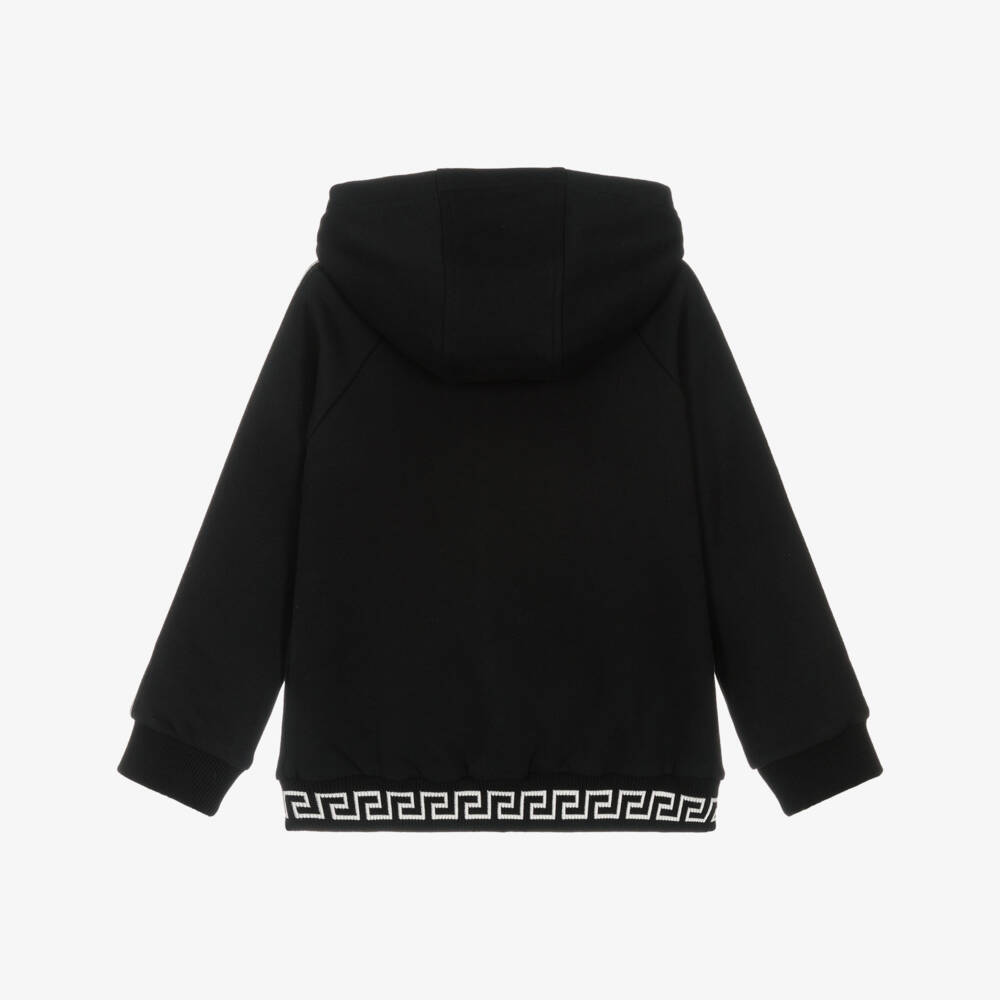 Versace-توب بغطاء رأس بسحاب ميدوسا لون أسود للأولاد | Childrensalon