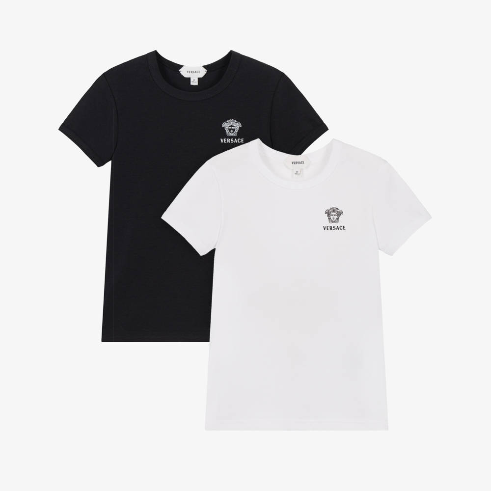 Versace-Boys Black & White Cotton T-Shirts (2 Pack) | Childrensalon