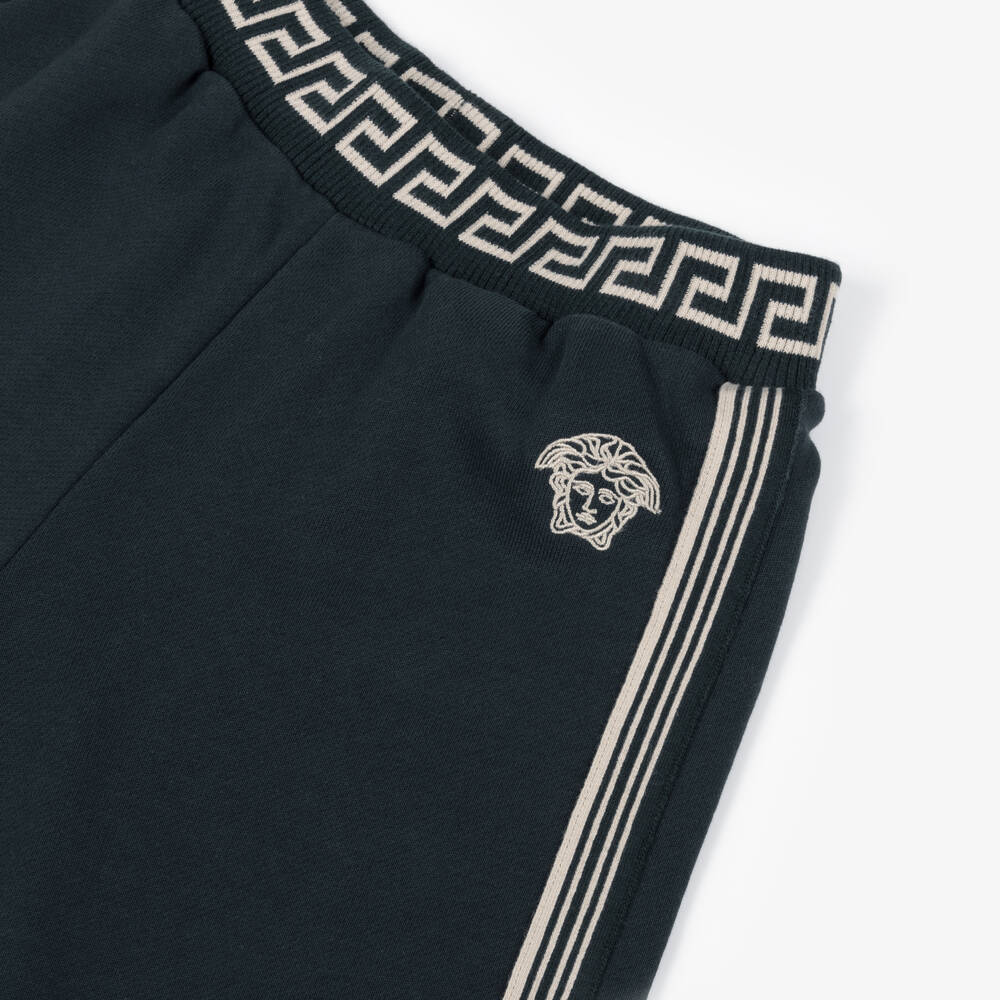 Versace-Boys Blue Cotton Joggers | Childrensalon