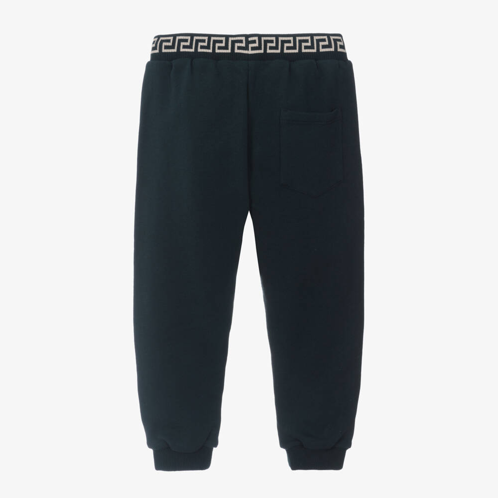 Versace-Boys Blue Cotton Joggers | Childrensalon