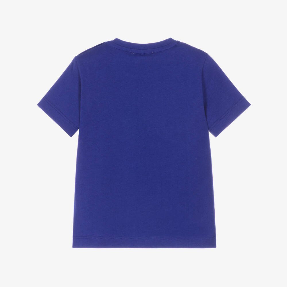 Versace-Boys Blue Cotton T-Shirt with Sun Motif | Childrensalon