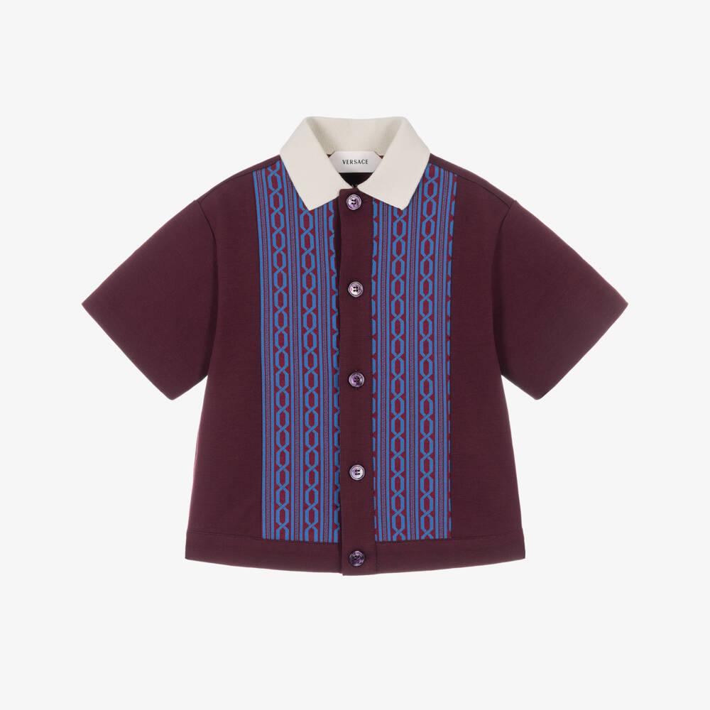 Versace-Boys Burgundy Milano Jersey Shirt | Childrensalon